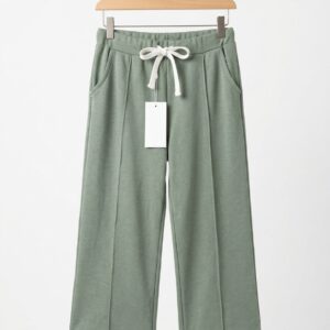 Sage Green Wide Legged Terry Trouser (T-01)