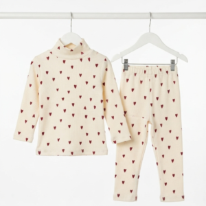 White with Red Heart Highneck Suit
