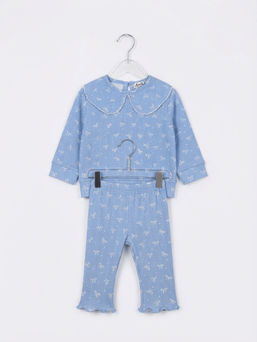 Blue Bow Soft Jersey Suit