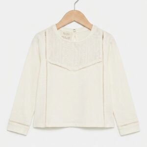 Cream With Embriodery Shirt (with lace)