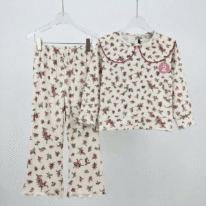 White Floral Soft Jersey Suit