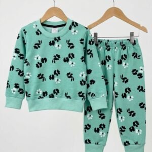 Green with Black Flowers Sweatsuit