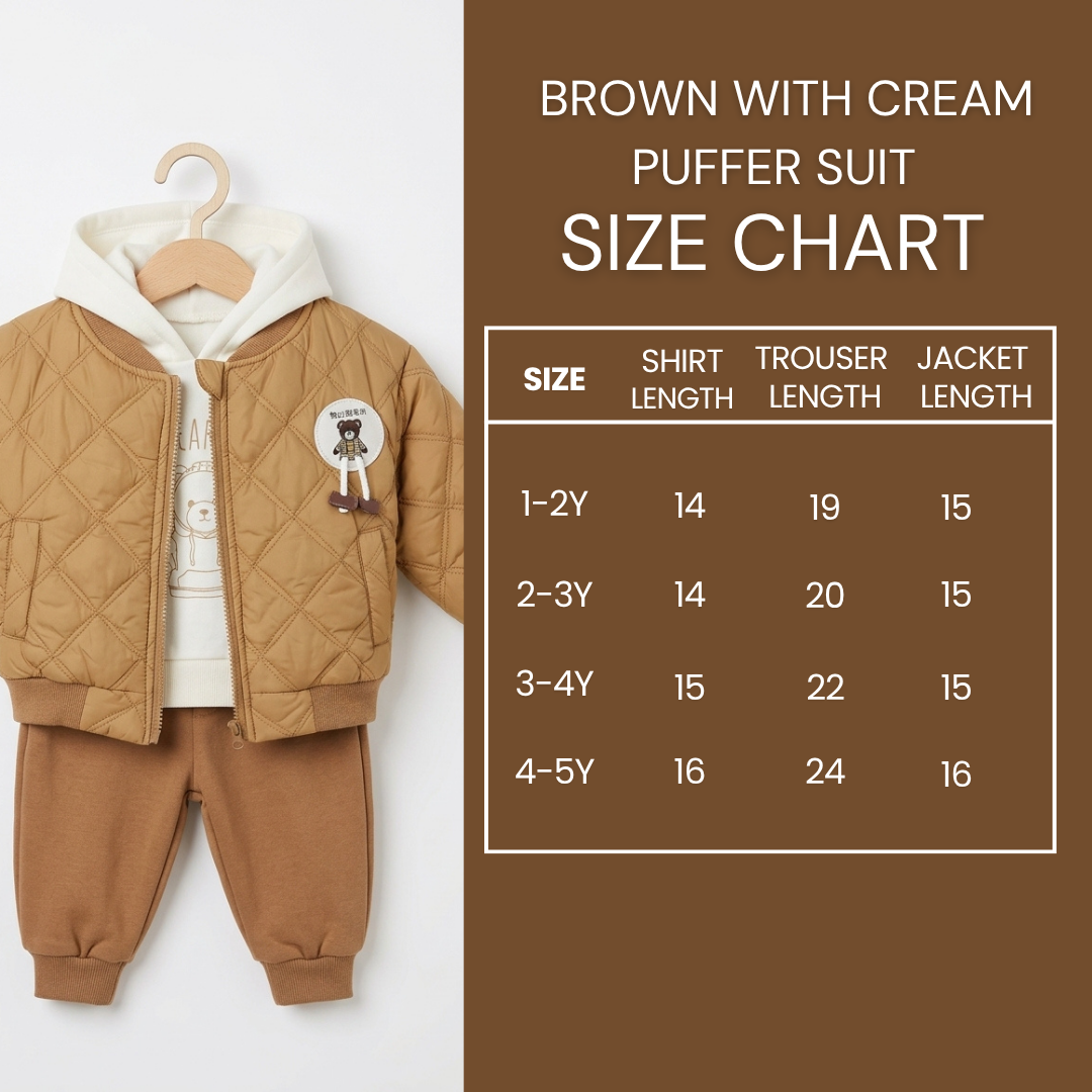 Brown Bear Puffer Suit (3pc) - Image 2