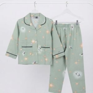 Green Cotton Full Sleeves Nightsuit