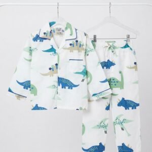 Green Dino Cotton Full Sleeves Nightsuit