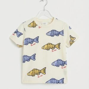 Fish Print Half Sleeves Shirt