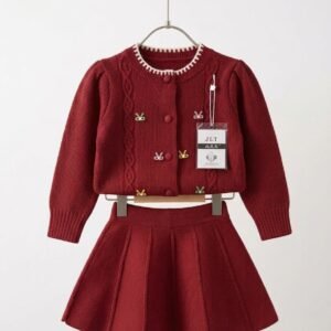 Maroon Sweater With Skirt Suit