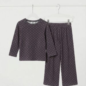 Grey with Pink Hearts Full Sleeves Loungewear