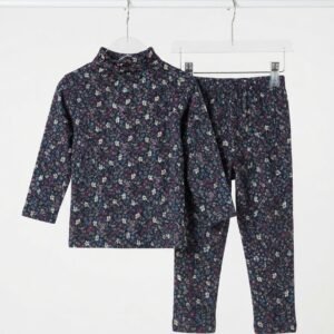Blue Floral Highneck Suit