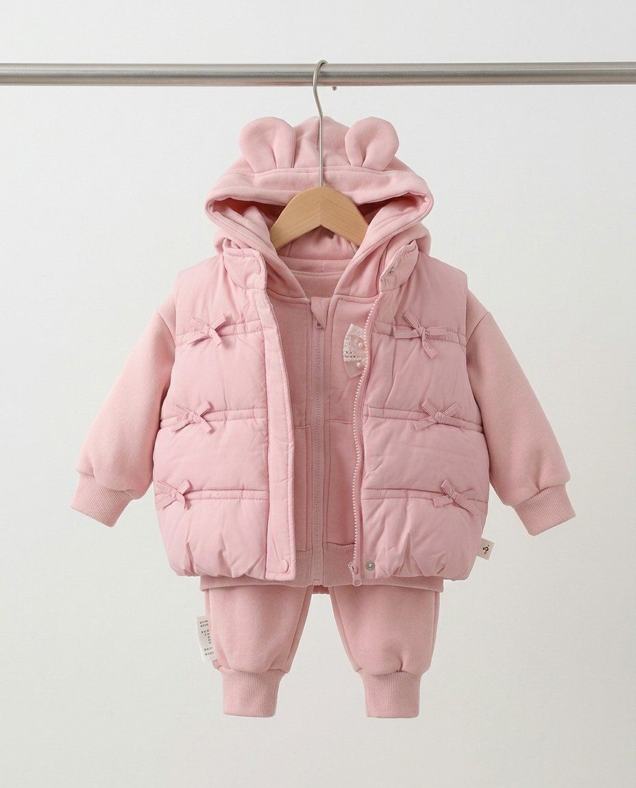 Pink Bow Puffer Suit (3pc)