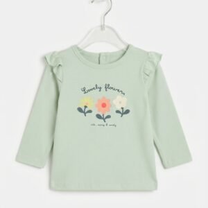 L-Green Flower Full Sleeves Shirt