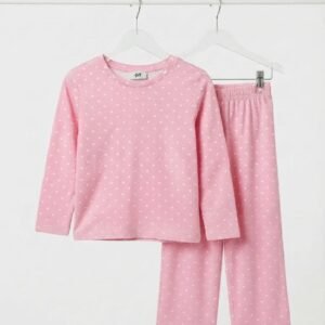 Baby Pink Hearts Full Sleeves Loungewear