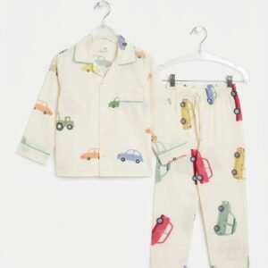 Off-White Car Cotton Full Slevees Nightsuit
