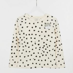 OffWhite with Black Hearts Full Sleeves Shirt